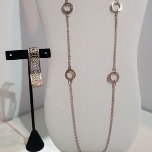 Charming Charlie Rose Gold Necklace & Cuff NEW